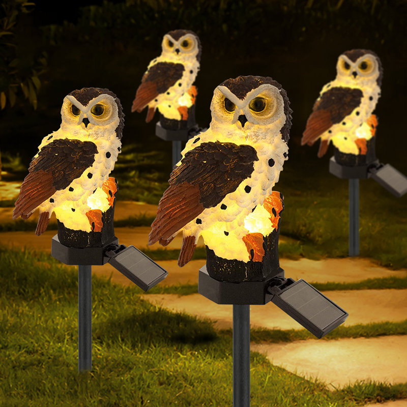 Éclairage solaire hibou de jardin, Brun