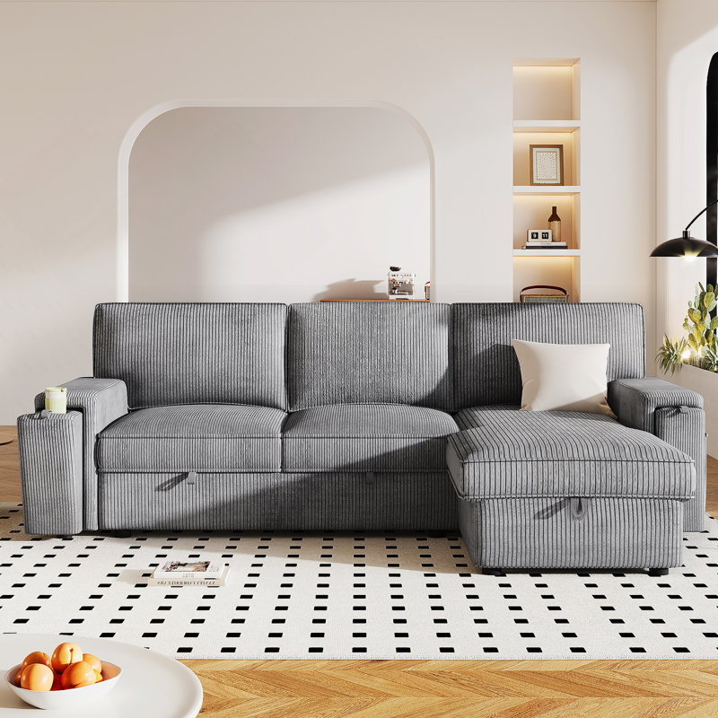 Canapé-lit modulaire avec sacs de rangement et 2 porte-gobelets Upholstery