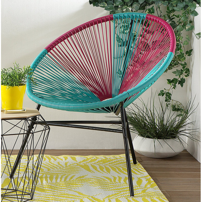 Carvalho Wicker Outdoor Lounge Chair, Black/Blue/Pink