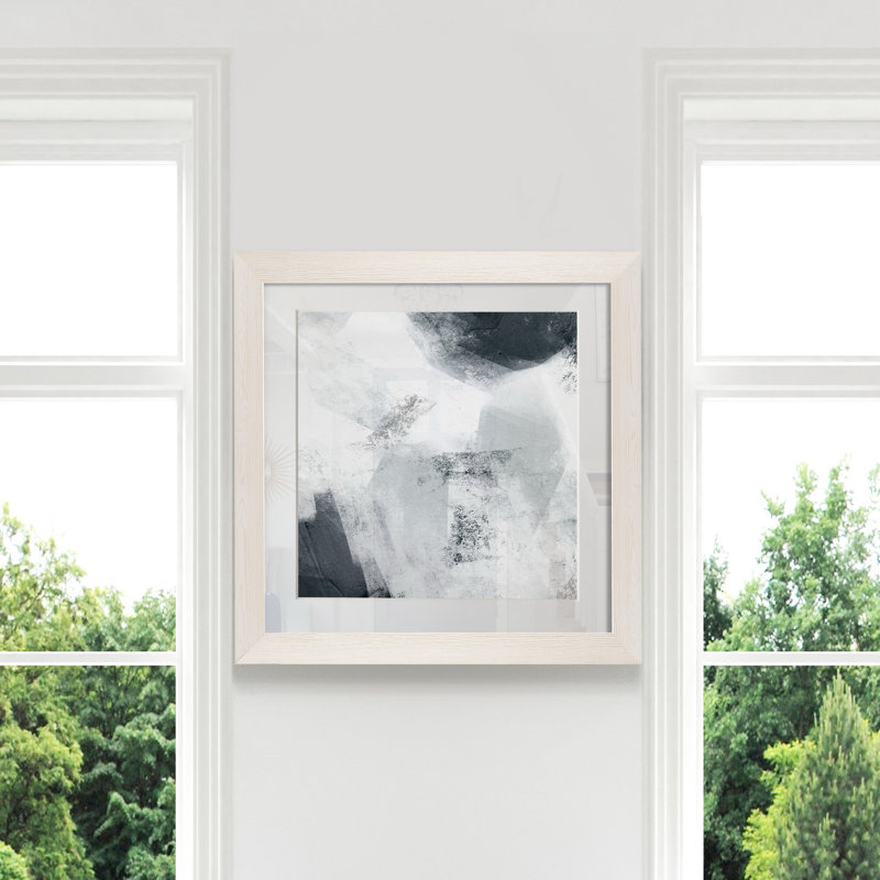 « Mire II », peinture sur papier encadrée, H 17 po x l 17 po x P 1,5 po, Cadre blanc