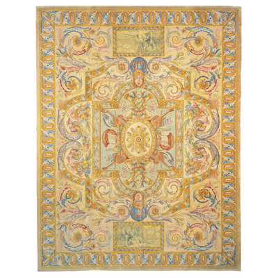 Super Fine Tabriz hand-knotted New Zealand Wool Cream Area Rug