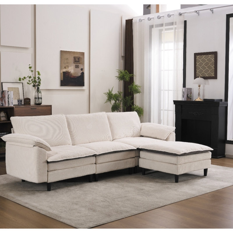 Canapé-lit modulaire convertible en L Olive Green