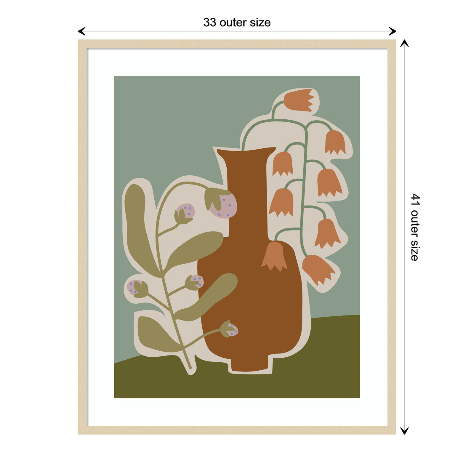 Expressive Abstract House Plant Print, Brown, 41" H x 33" W x 1" D