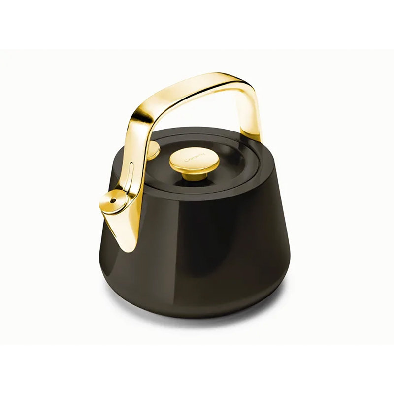 Caraway Stovetop Iconics Whistling Tea Kettle, Black/Gold, Black/Gold