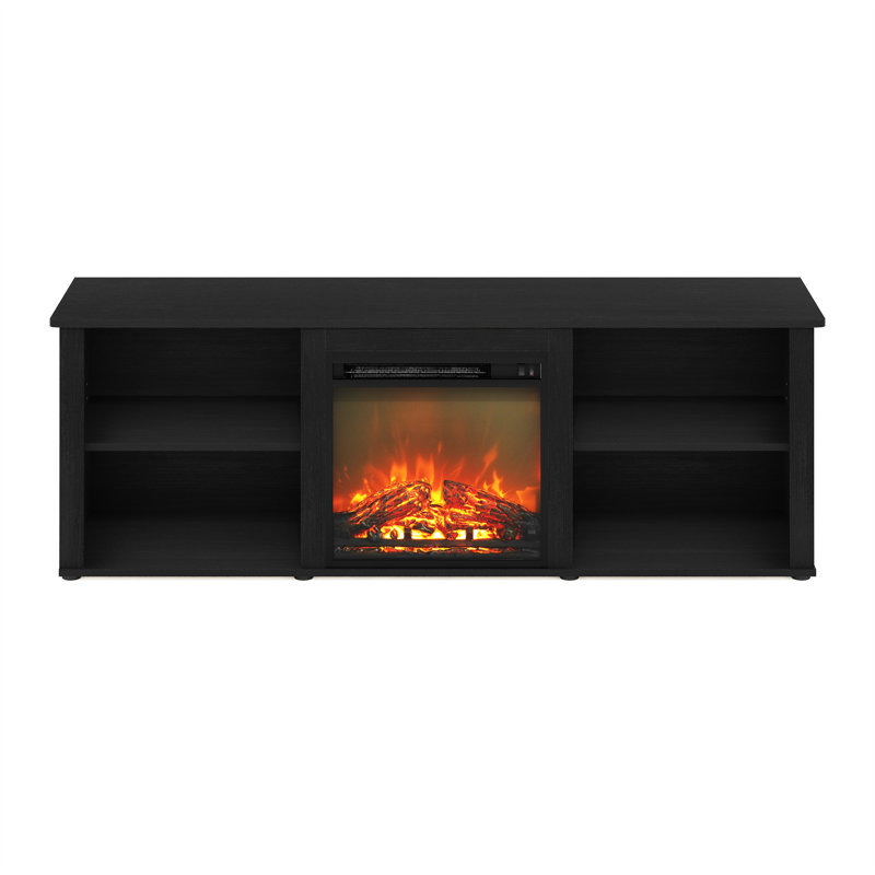 Meuble télé avec foyer électrique Callalily, H 21,4 po x l 63 po x P 15,8 po, Chêne noir