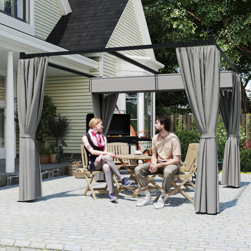 Altamahaw 3m x 3m Metal Pergola, Light Grey