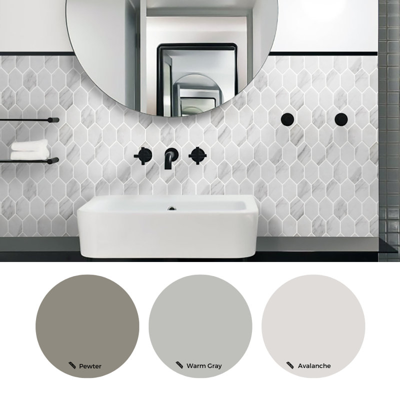 Recycled Serenity 12" x 11" Glass Mosaic Wall Tile, Silver