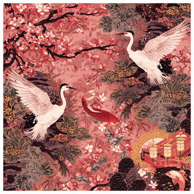 Cherry Blossom Cranes Comforter