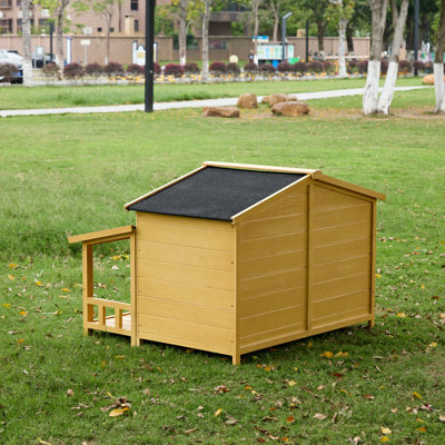 Niche pour chien en bois 47 po x 42 po x 33 po avec cabane en bois pour l'extérieur