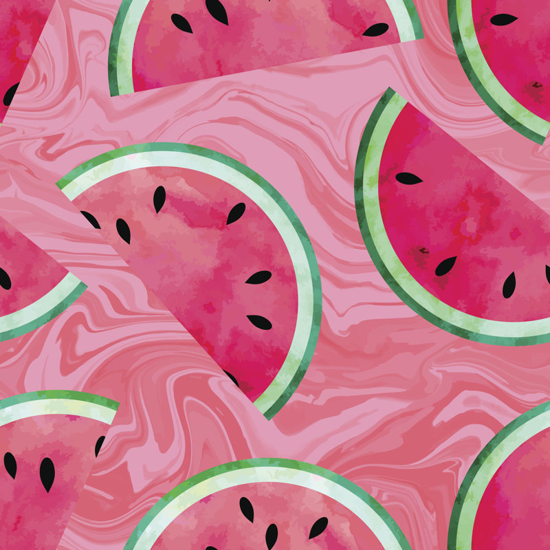 Caresse Fruity Pattern by Larissa-S - Print, Pink/Green/Black, 30cm H x 30cm W x 3.8cm D