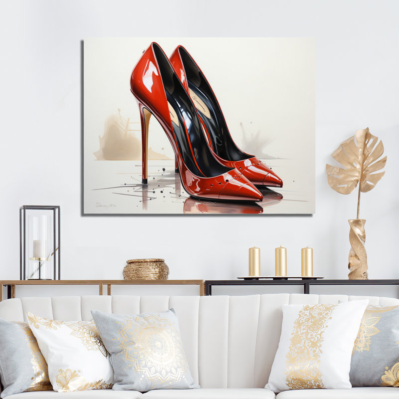 " Black And Red High Heels Symphony VII ", H 12 po x l 20 po x P 1 po, Toile tendue