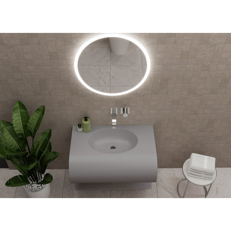 Soprano 36" Wall Mounted Modern S-Shaped Bathroom Sink, Gray
