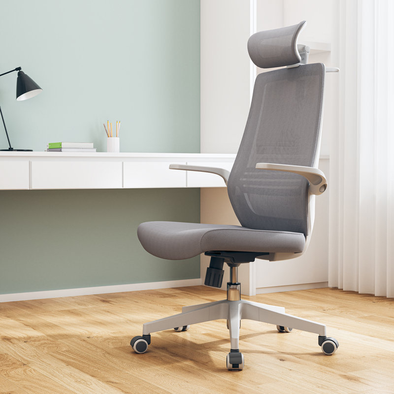 Chaise de bureau ergonomique Inbox Zero avec accoudoirs rabattables et repose-tête