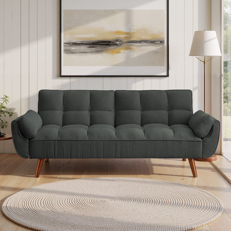 Arnbert Full / Double 75.39'' Upholstered Convertible Sofa, Gray Polyester Blend