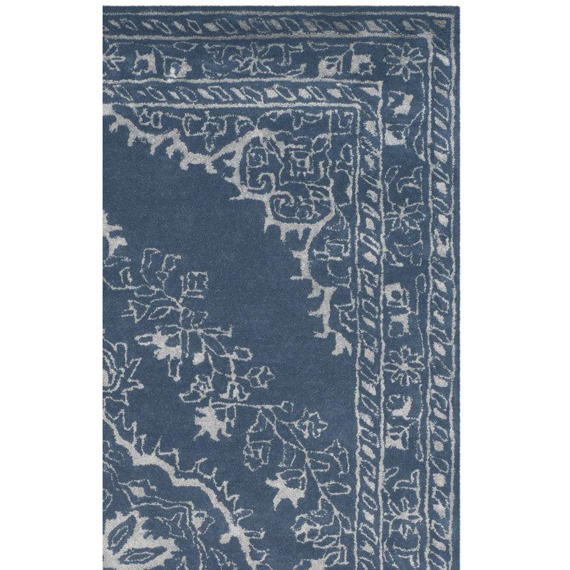Samaniego Hand Tufted Viscose/Wool Oriental Rug in Blue, Square 6'