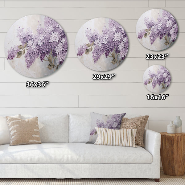 Design Art Beautiful Lilac Dreamscape - Floral Round Metal Wall Art ...