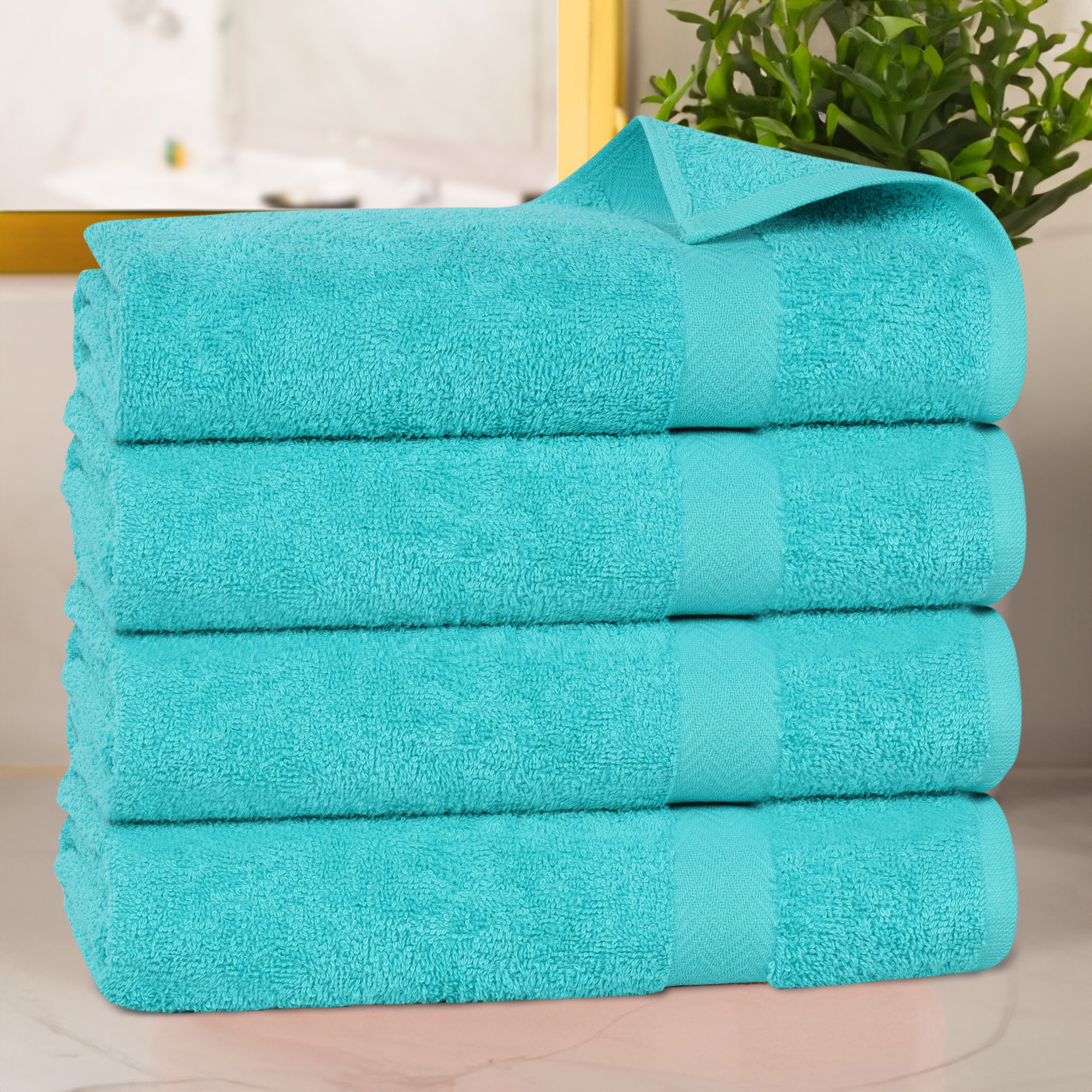 Franklin Cotton Lightweight Quick-Drying Bath Towel, Turquoise