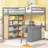 Full Size Loft Bed With Ladder, Shelves, And Desk, Gray-1640652874-1640652877