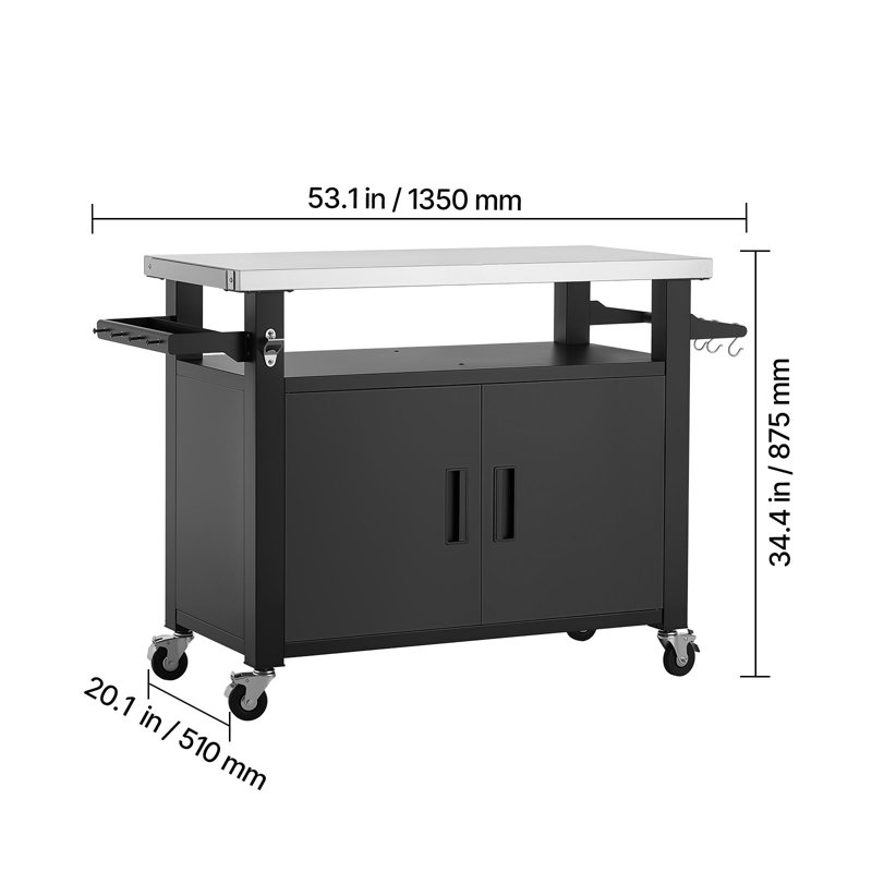 Kitchen Island with, 34.4" H x 53.1" W x 20.1" D