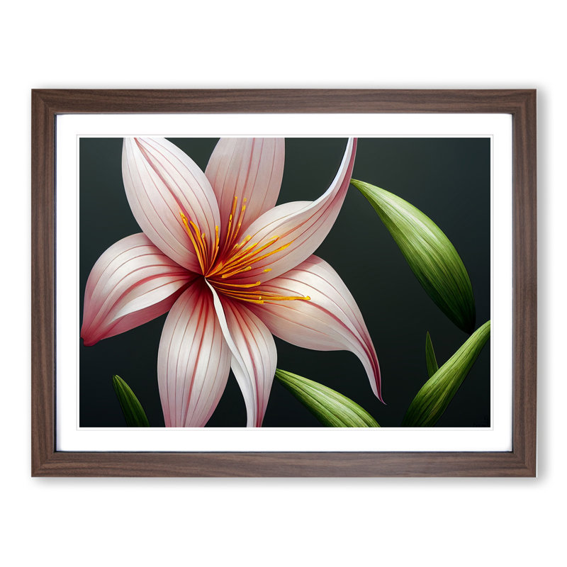 Futuristic Lily Flower Vol.4 - Single Picture Frame Print, 34cm H x 46cm W x 2cm D, Walnut Framed
