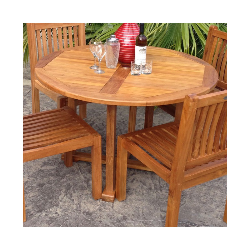 Hatteras Outdoor Round Teak Dining Table, 48"
