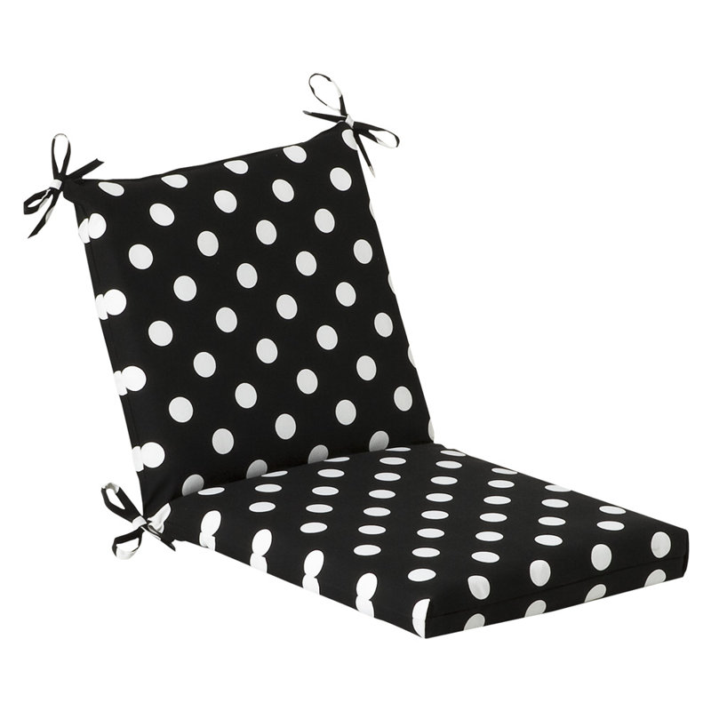 Coussin de chaise Alizzon, Noir / blanc à pois
