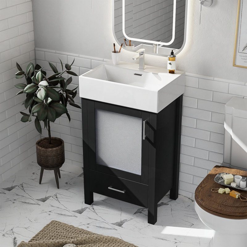Meuble-lavabo moderne en céramique avec rangement