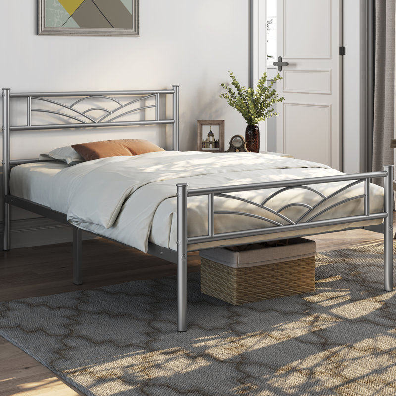 3Ft Single Metal Bed Frame, Single (3'), Silver