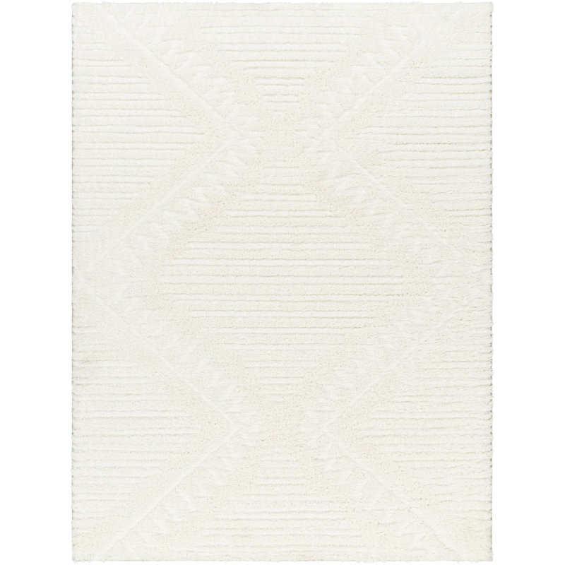 Khlani Kaja Southwestern Cream Shag Area Rug, Rectangle 5'3" x 7'