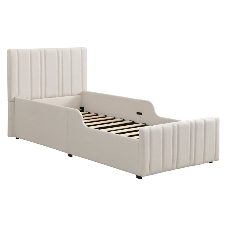 Upholstered Ottoman Storage Bed, Beige