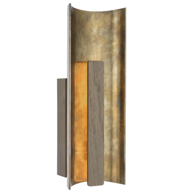 Anne-Marie Barton Remi 18" Sconce, Mottled Brass/Warm Walnut