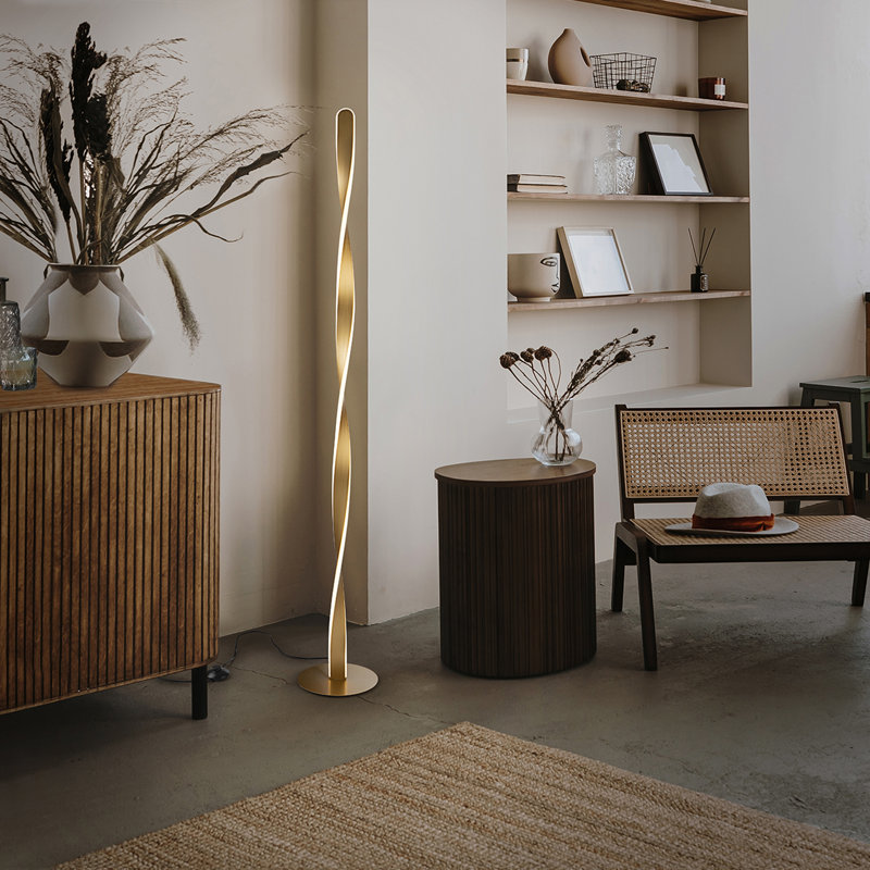 Darnesha 150cm LED Column Floor Lamp, Brushed Gold