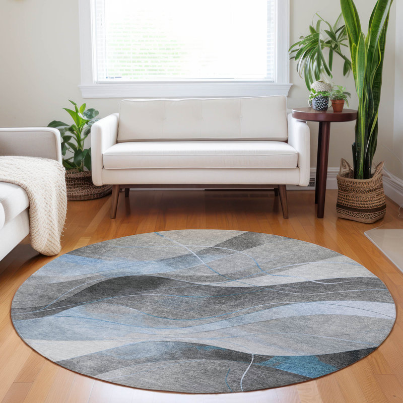 Tapis intérieur / extérieur bleu Aelien, 8 pi x 8 pi