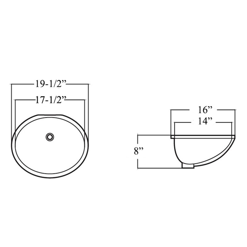 Kingsman 19.5'' Ceramic Oval Undermounted Bathroom Sink with Overflow