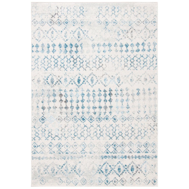 Dickens  Ivory/Turquoise Area Rug, Rectangle 6' x 9'