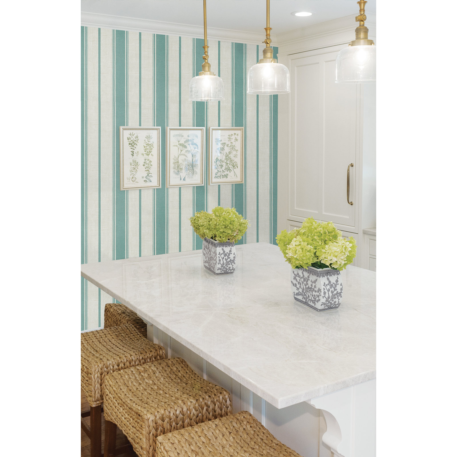 Leota Striped Wallpaper, Minty Meadow
