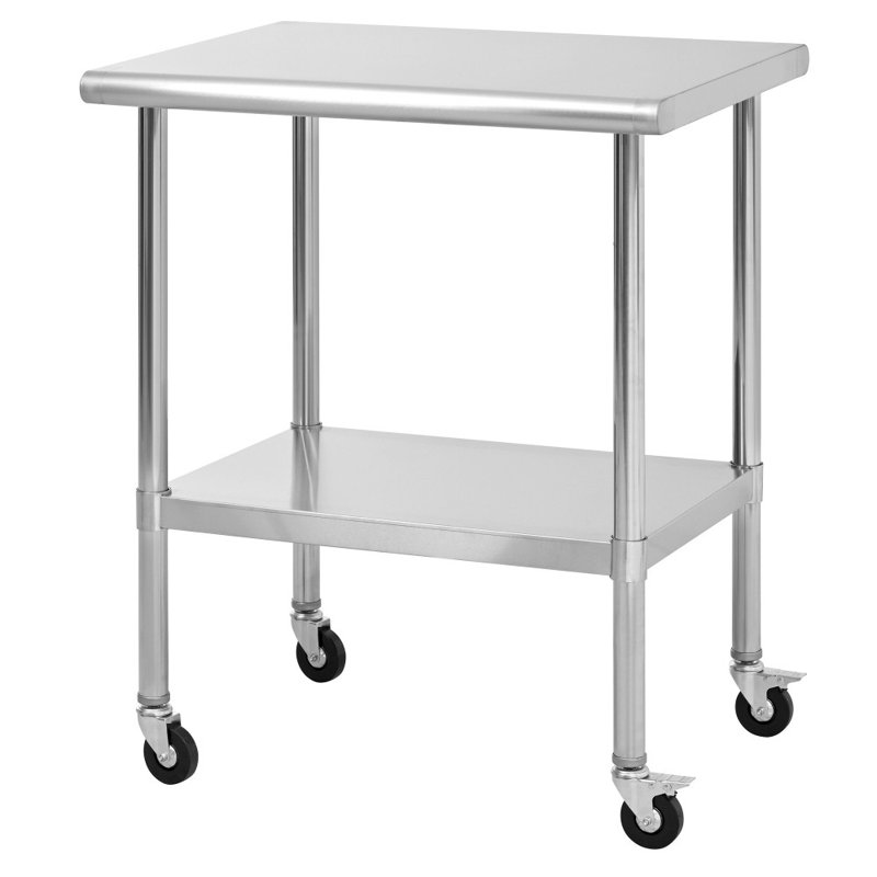 Table de travail 24 po x 30 po x 36 po certifiée NSF avec roues, table de préparation commerciale pour la cuisine du restaurant et le garage de l'hôtel