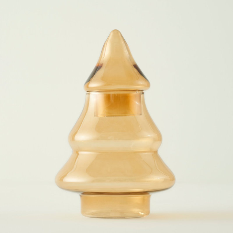Ornement pin en verre, Ambre, H 7 po x l 10 po x P 7 po