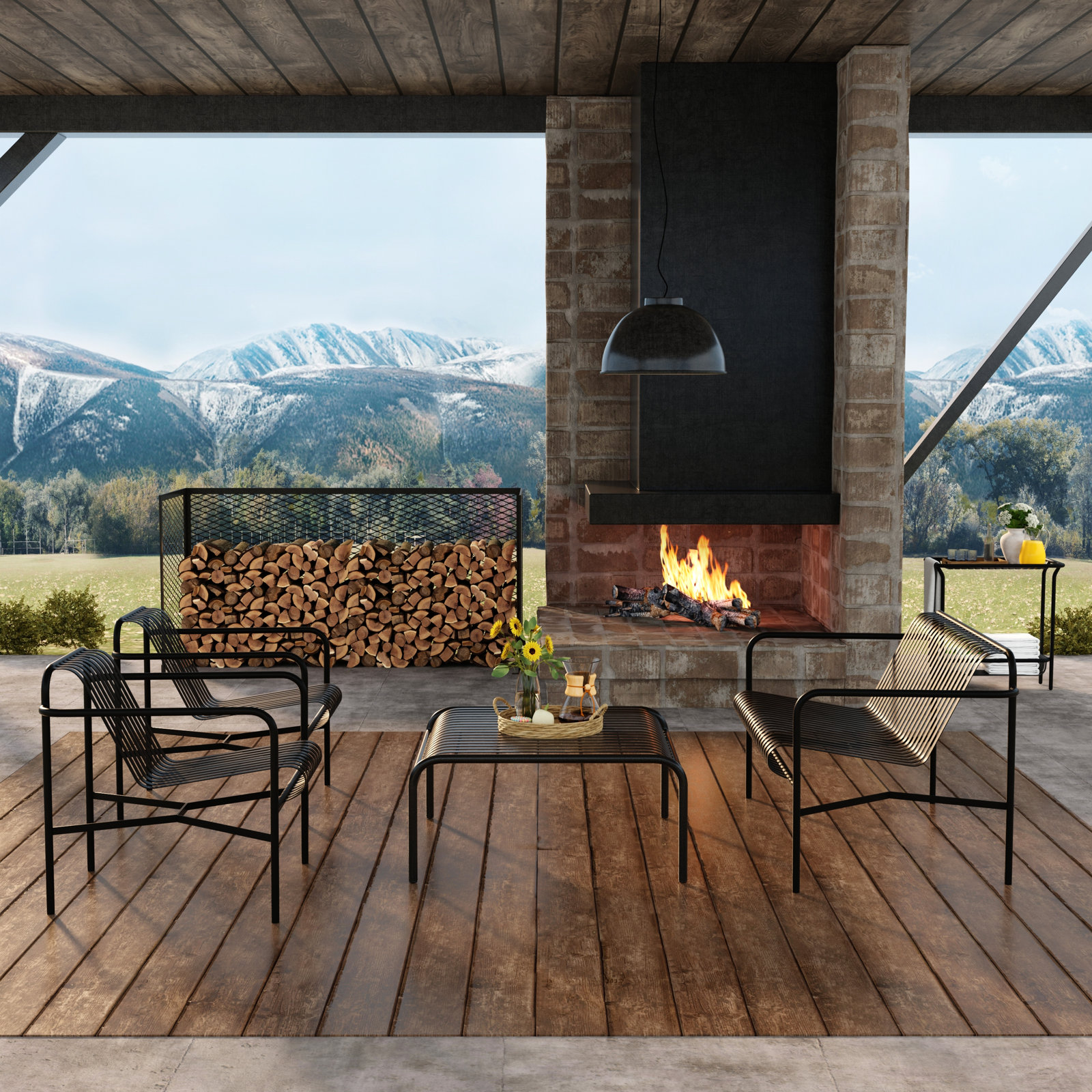 Winchester 35.5 " Patio Table, Black
