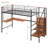 Black Metal-Mdf  Loft Bed W/ Desk & 3-Tier Ladder Storage Twin-86728047-86728046