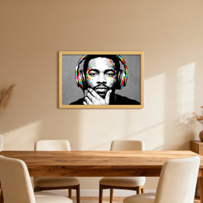 Casque coloré, art de portrait, musique, vibrations