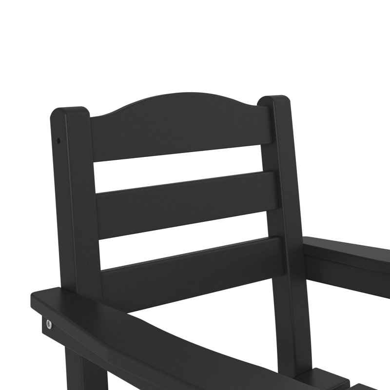 Fauteuil noir d'extérieur: bois synthétique PEHD, capacité de 360 lb et résistant aux intempéries (ensemble de 2), Noir