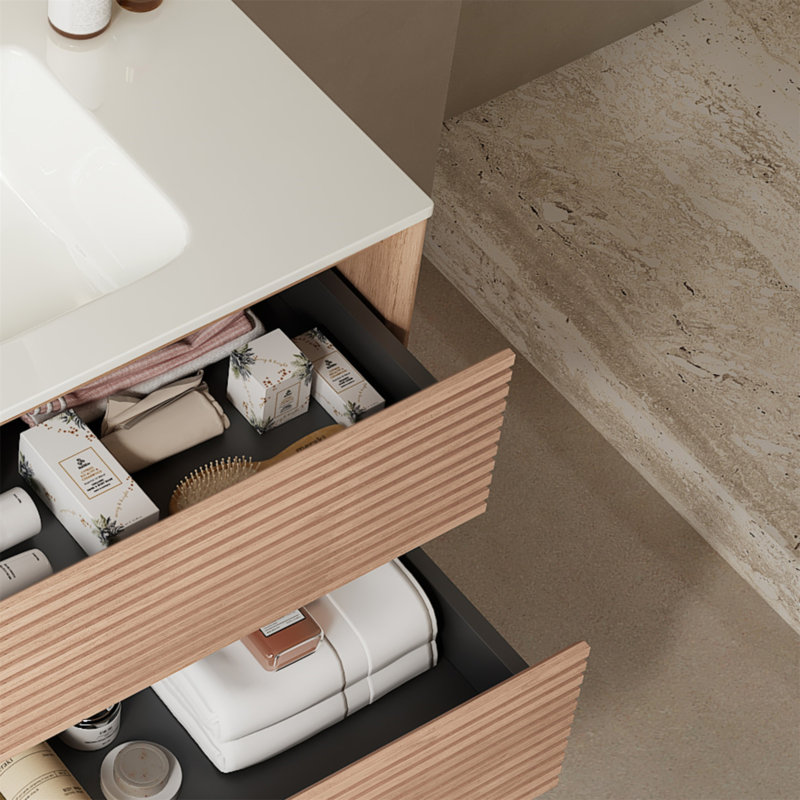 Meuble-lavabo mural moderne avec rangement spacieux et design élégant