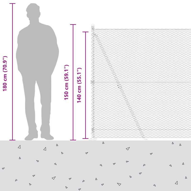 Vidaxl Hexagon Fence Steel, Green, 140cm H x 5000cm W
