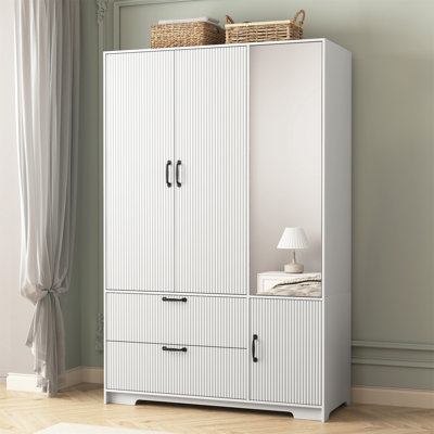 Garde-robe 4 portes avec miroir