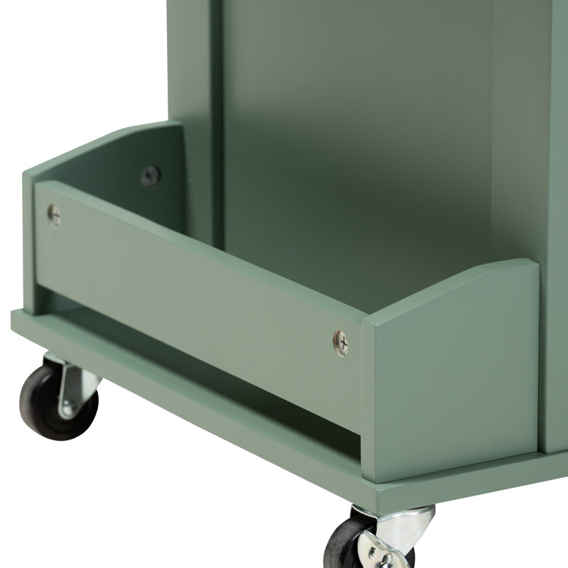 Chariot-bar Arysta extensible à deux tons vert et naturel, H 36,96 po x l 47,49 po x P 16,41 po