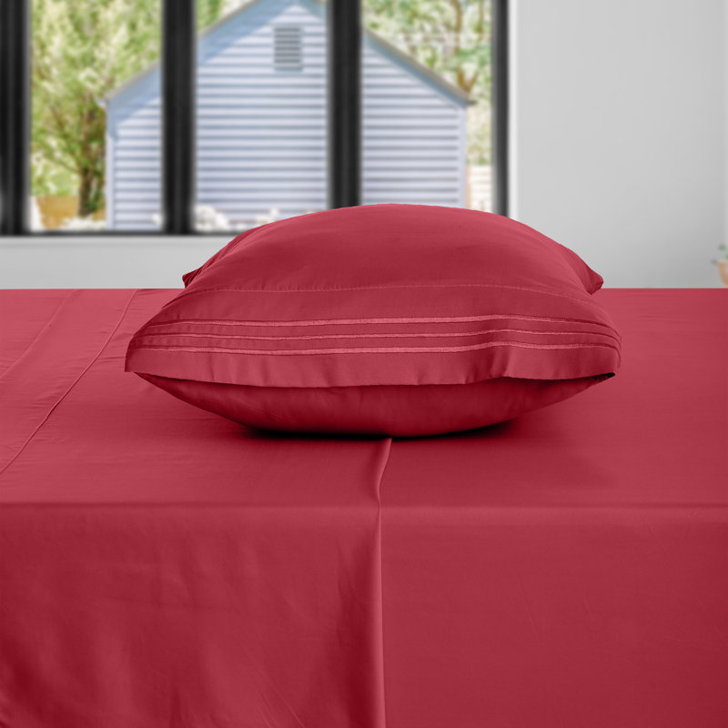 Ensemble de literie en microfibre 1800 Series, Ensemble de draps pour lit simple avec 1 taie d'or, Bourgogne