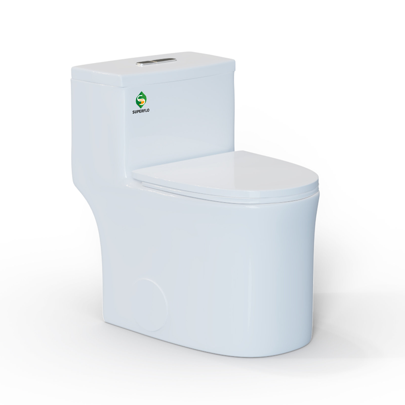 SUPERFLO Onepiece Elongated Floor Mount Toilet with 1.28GPF Dual Flush