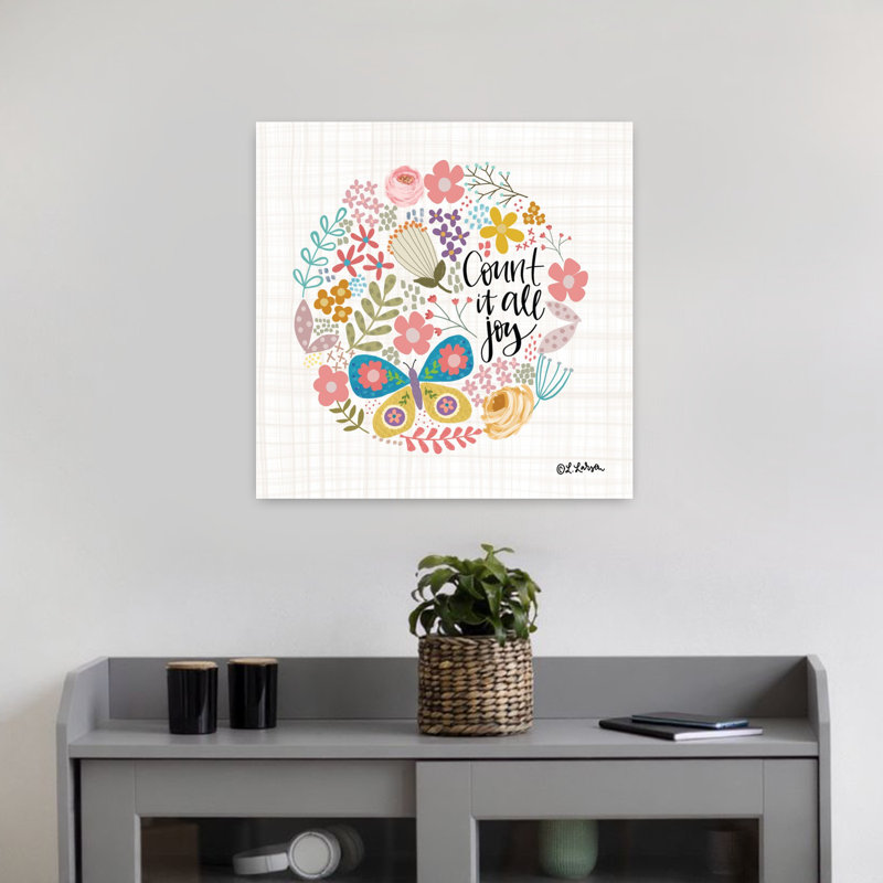 «Count It All Joy», art contemporain printanier, papillon, nature, H 18 po x l 18 po
