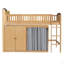 Lit mezzanine simple avec armoire de rangement, garde-robe et DEL